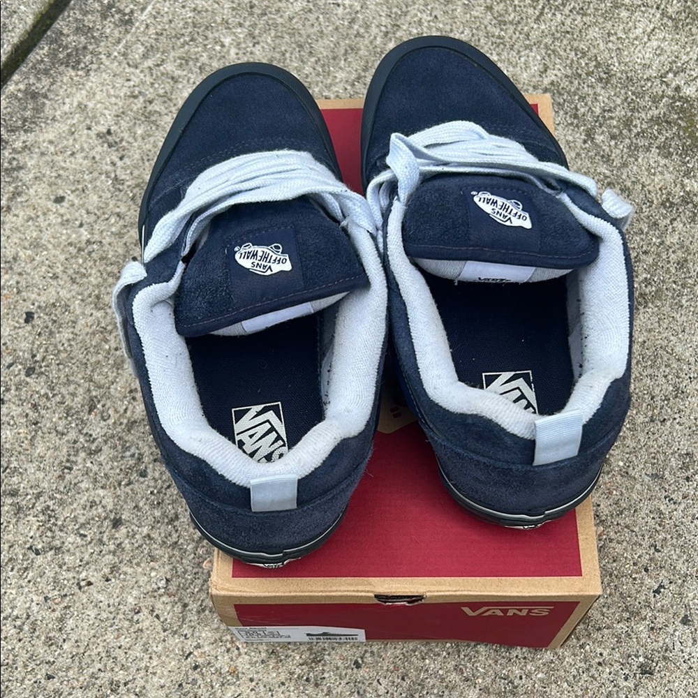 Vans Knu Skool Blue and White Classic Skate Sneakers - Picture 2 of 5